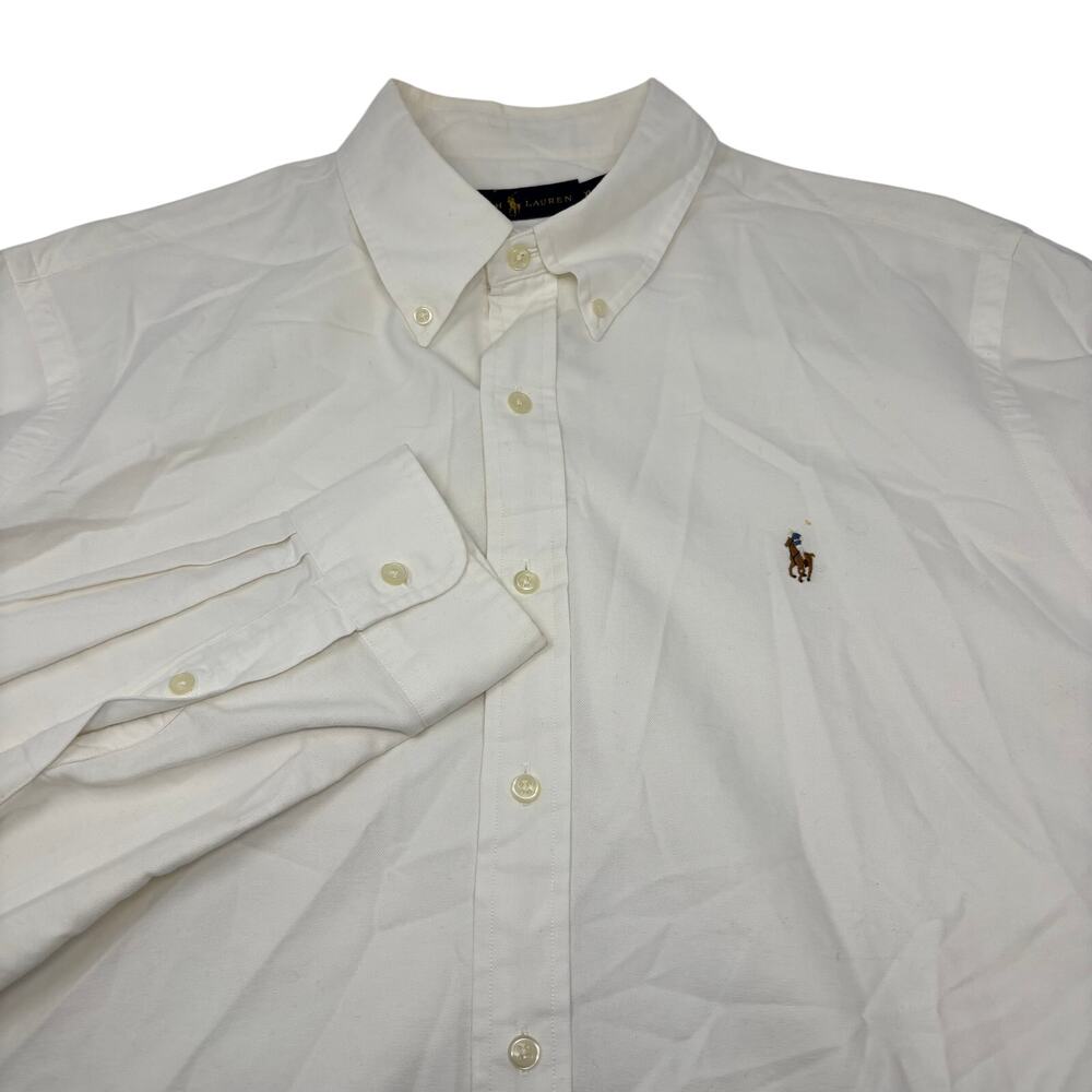 Ralph Lauren XL Solid White Short Sleeve Button Down Shirt